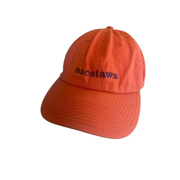Macatawa Michigan Orange Cotton Adjustable Baseball Cap Hat Vacation - Picture 1 of 5